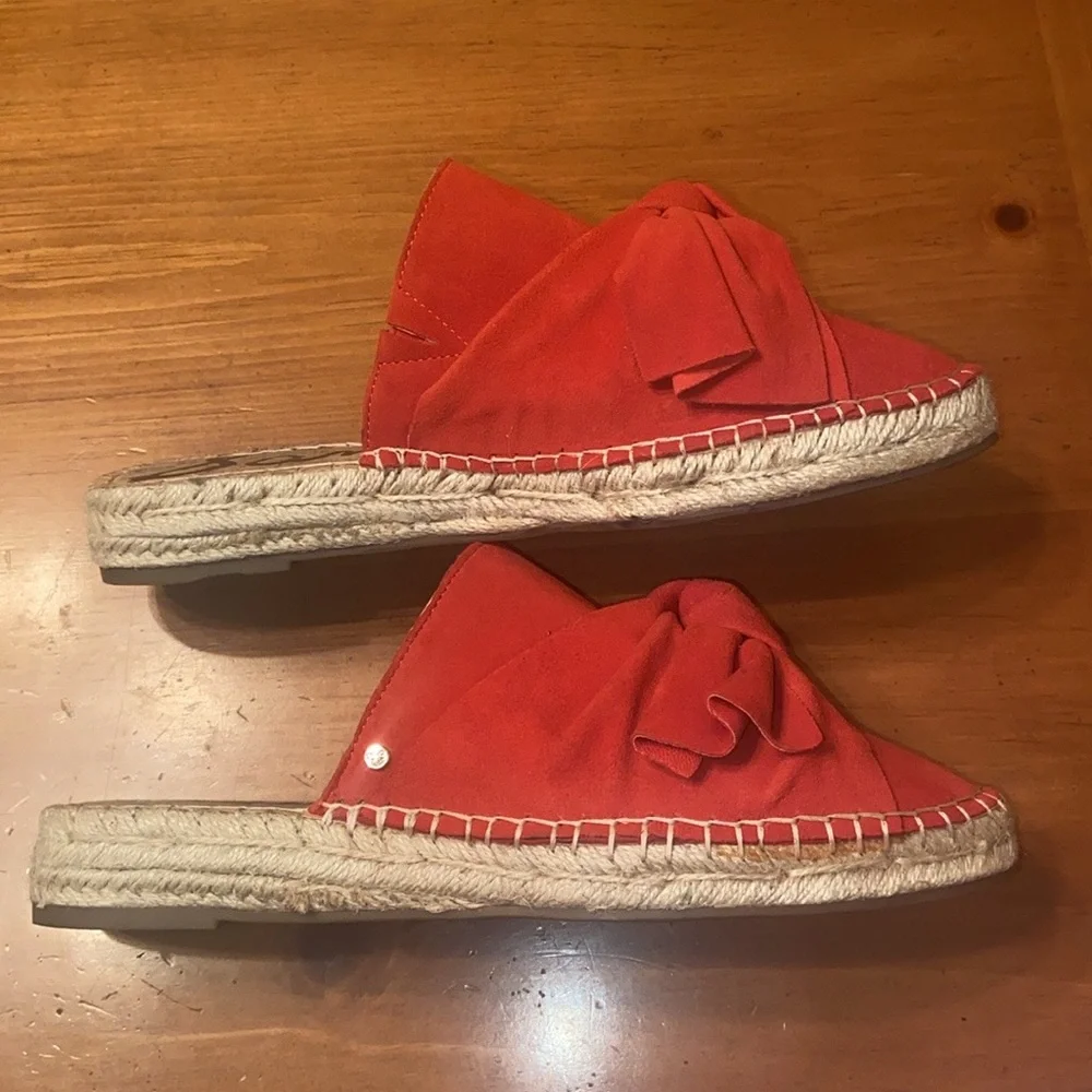Sam Edelman red suede Lydia bow espadrilles mules size 8
